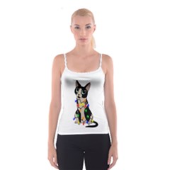 Meowy Christmas Spaghetti Strap Top by Valentinaart