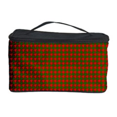 Classic Christmas Red And Green Houndstooth Check Pattern Cosmetic Storage Case by PodArtist