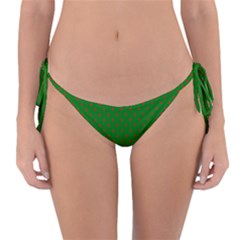 Mini Red Dots On Christmas Green Reversible Bikini Bottom