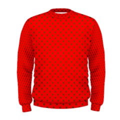 Small Christmas Green Polka Dots On Red Men s Sweatshirt by PodArtist