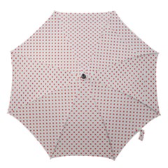 Small Christmas Red Polka Dot Hearts On Snow White Hook Handle Umbrellas (large) by PodArtist