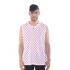 Small Christmas Red Polka Dot Hearts On Snow White Men s Basketball Tank Top by PodArtist