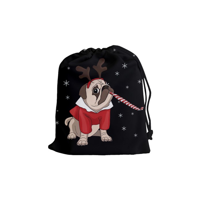 Pug Xmas Drawstring Pouches (Medium) 