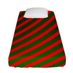 Red And Green Christmas Candycane Stripes Fitted Sheet (single Size) by PodArtist