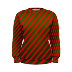 Red And Green Christmas Candycane Stripes Women s Sweatshirt by PodArtist