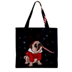 Pug Xmas Zipper Grocery Tote Bag by Valentinaart