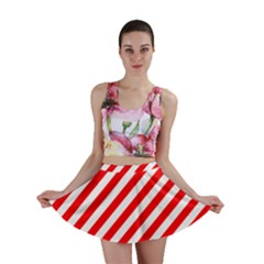 Christmas Red And White Candy Cane Stripes Mini Skirt by PodArtist