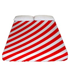 Christmas Red And White Candy Cane Stripes Fitted Sheet (california King Size) by PodArtist