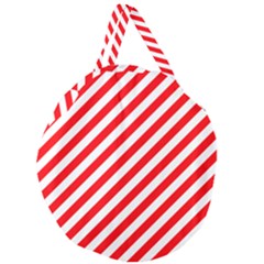 Christmas Red And White Candy Cane Stripes Giant Round Zipper Tote