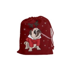 Pug Xmas Drawstring Pouches (medium) 