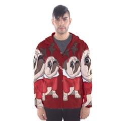 Pug Xmas Hooded Wind Breaker (men) by Valentinaart