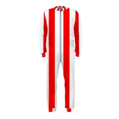 Wide Red And White Christmas Cabana Stripes Onepiece Jumpsuit (kids) by PodArtist