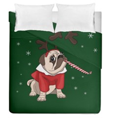 Pug Xmas Duvet Cover Double Side (queen Size) by Valentinaart