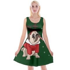 Pug Xmas Reversible Velvet Sleeveless Dress by Valentinaart