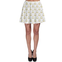 Gold Scales Of Justice On White Repeat Pattern All Over Print Skater Skirt by PodArtist