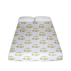 Gold Scales Of Justice On White Repeat Pattern All Over Print Fitted Sheet (full/ Double Size) by PodArtist