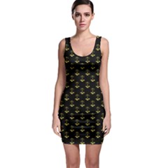 Gold Scales Of Justice On Black Repeat Pattern All Over Print  Bodycon Dress by PodArtist