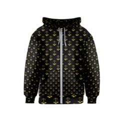 Gold Scales Of Justice On Black Repeat Pattern All Over Print  Kids  Zipper Hoodie by PodArtist