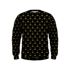 Gold Scales Of Justice On Black Repeat Pattern All Over Print  Kids  Sweatshirt by PodArtist