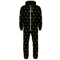 Gold Scales Of Justice On Black Repeat Pattern All Over Print  Hooded Jumpsuit (men)  by PodArtist