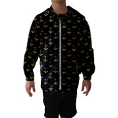 Gold Scales Of Justice On Black Repeat Pattern All Over Print  Hooded Wind Breaker (kids) by PodArtist
