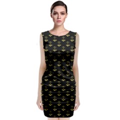 Gold Scales Of Justice On Black Repeat Pattern All Over Print  Sleeveless Velvet Midi Dress by PodArtist