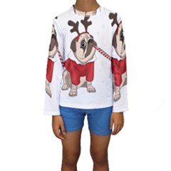 Pug Xmas Kids  Long Sleeve Swimwear by Valentinaart