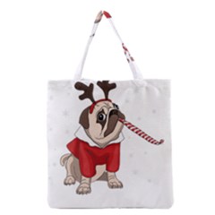 Pug Xmas Grocery Tote Bag by Valentinaart