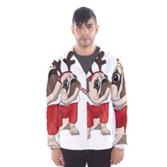 Pug Xmas Hooded Wind Breaker (men) by Valentinaart