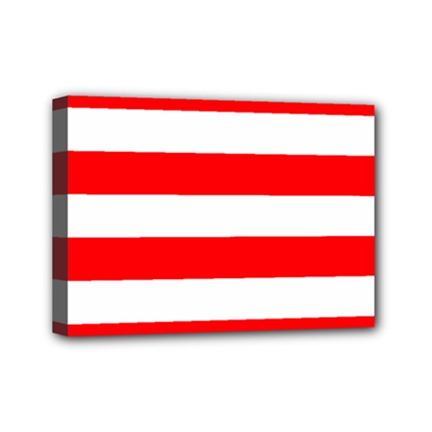 Christmas Red And White Cabana Stripes Mini Canvas 7  X 5  by PodArtist