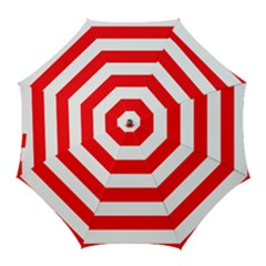 Christmas Red And White Cabana Stripes Golf Umbrellas by PodArtist