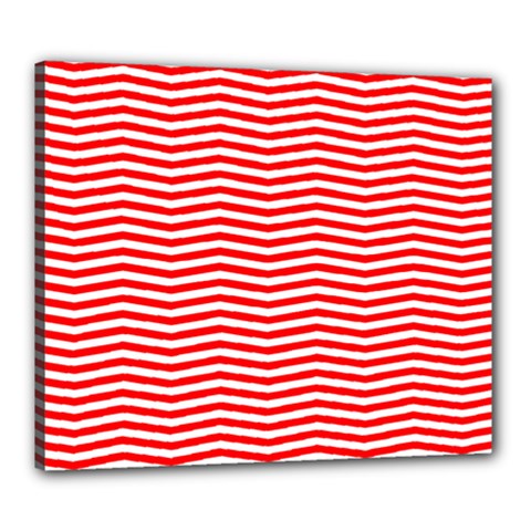 Christmas Red And White Chevron Stripes Canvas 24  X 20  by PodArtist