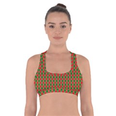 Large Red And Green Christmas Gingham Check Tartan Plaid Cross Back Sports Bra by PodArtist