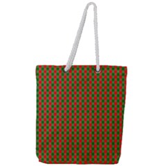 Large Red And Green Christmas Gingham Check Tartan Plaid Full Print Rope Handle Tote (large) by PodArtist