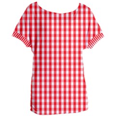 Large Christmas Red And White Gingham Check Plaid Women s Oversized Tee by PodArtist