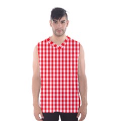Large Christmas Red And White Gingham Check Plaid Men s Basketball Tank Top by PodArtist