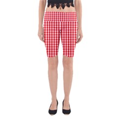 Large Christmas Red And White Gingham Check Plaid Yoga Cropped Leggings