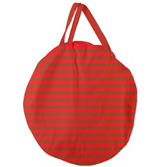 Christmas Red And Green Bedding Stripes Giant Round Zipper Tote