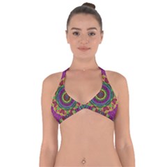 Mandala In Heavy Metal Lace And Forks Halter Neck Bikini Top by pepitasart