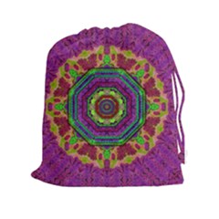 Mandala In Heavy Metal Lace And Forks Drawstring Pouches (xxl) by pepitasart