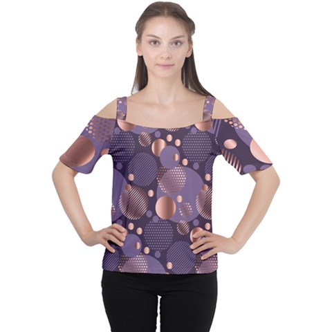 Random Polka Dots, Fun, Colorful, Pattern,xmas,happy,joy,modern,trendy,beautiful,pink,purple,metallic,glam, Cutout Shoulder Tee by NouveauDesign