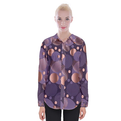 Random Polka Dots, Fun, Colorful, Pattern,xmas,happy,joy,modern,trendy,beautiful,pink,purple,metallic,glam, Womens Long Sleeve Shirt by NouveauDesign
