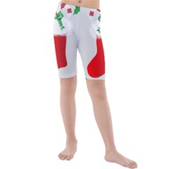 Christmas Stocking Kids  Mid Length Swim Shorts