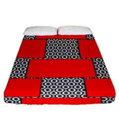 Black And White Red Patterns Fitted Sheet (queen Size) by Celenk