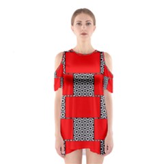 Black And White Red Patterns Shoulder Cutout One Piece