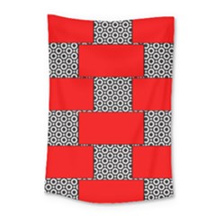 Black And White Red Patterns Small Tapestry by Celenk