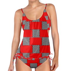 Black And White Red Patterns Tankini Set by Celenk