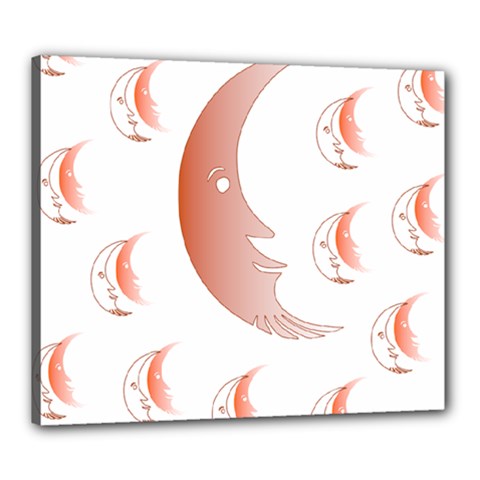 Moon Moonface Pattern Outlines Canvas 24  X 20  by Celenk