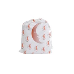 Moon Moonface Pattern Outlines Drawstring Pouches (small)  by Celenk