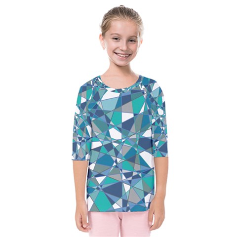 Abstract Background Blue Teal Kids  Quarter Sleeve Raglan Tee by Celenk